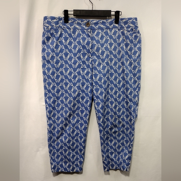 NWOT Talbots The Perfect Crop Butterfly Pants Womens 16P Blue Boho Retro Artsy - Picture 2 of 9